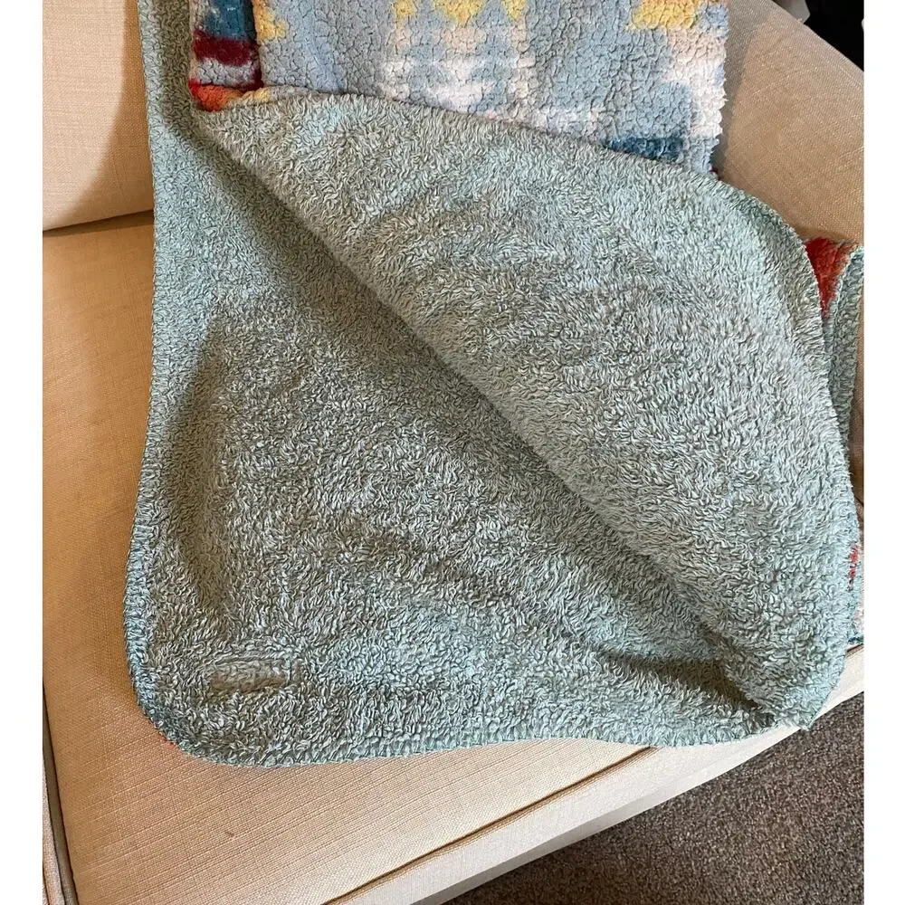 Pendleton Sherpa Fleece Blanket Legend Lake Aqua Blue Sky Aztec Southwest Twin